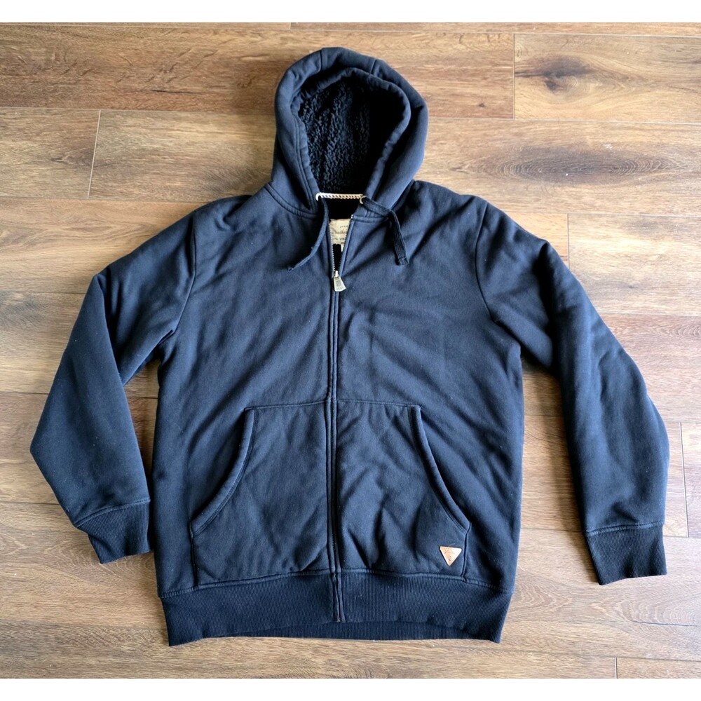 Weatherproof Vintage Hoodie Mens XL Black Sherpa Lined Full Zip Jacket